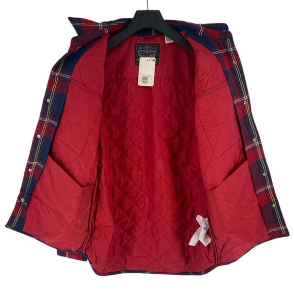 Levi's Men Dark Blue Plaid Relaxed Ingleside Overshirt Jacket Coat Size Small - Picture 3 of 10